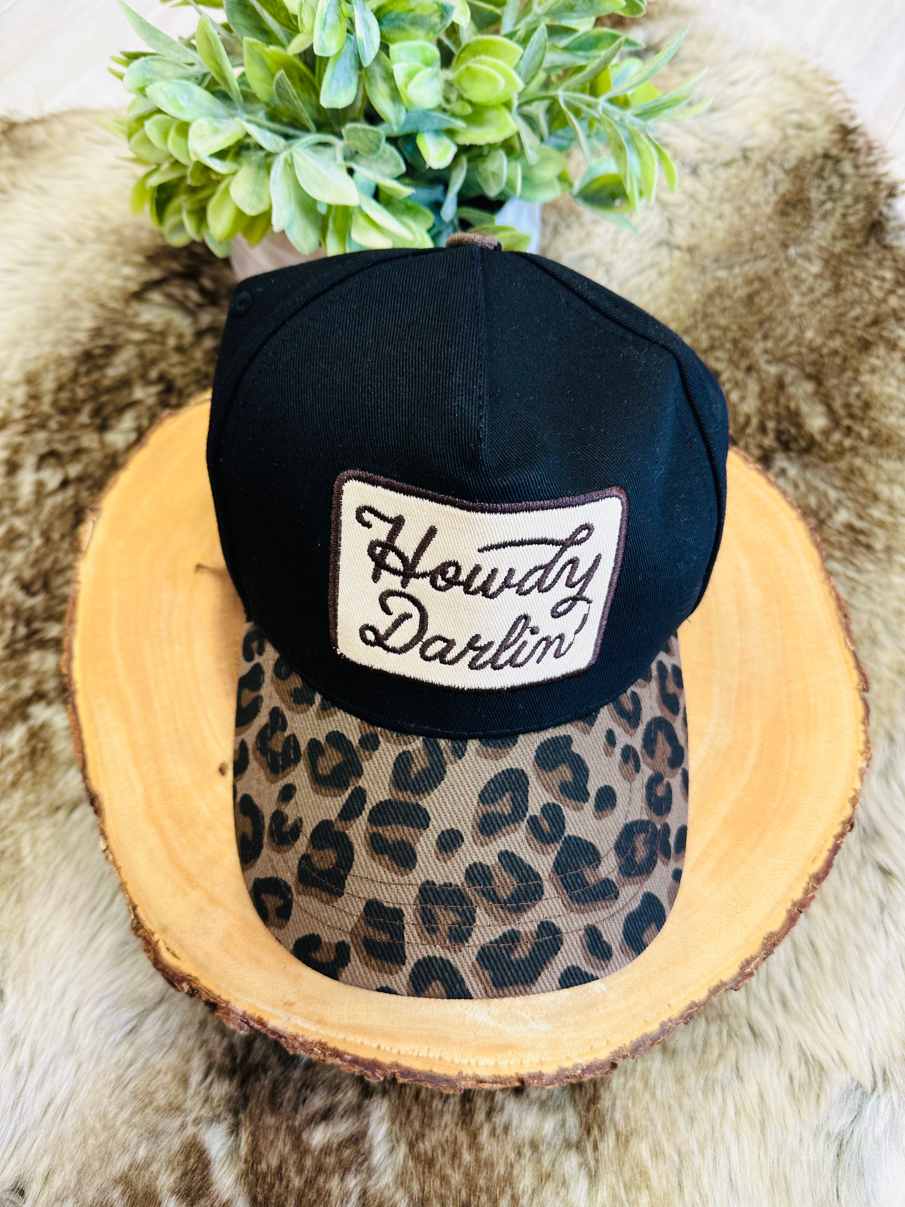 Women’s Howdy Darlin’ Black Hat with Cheetah Print