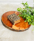 Mocha Brown Cheetah Print Double Zipper Wallet