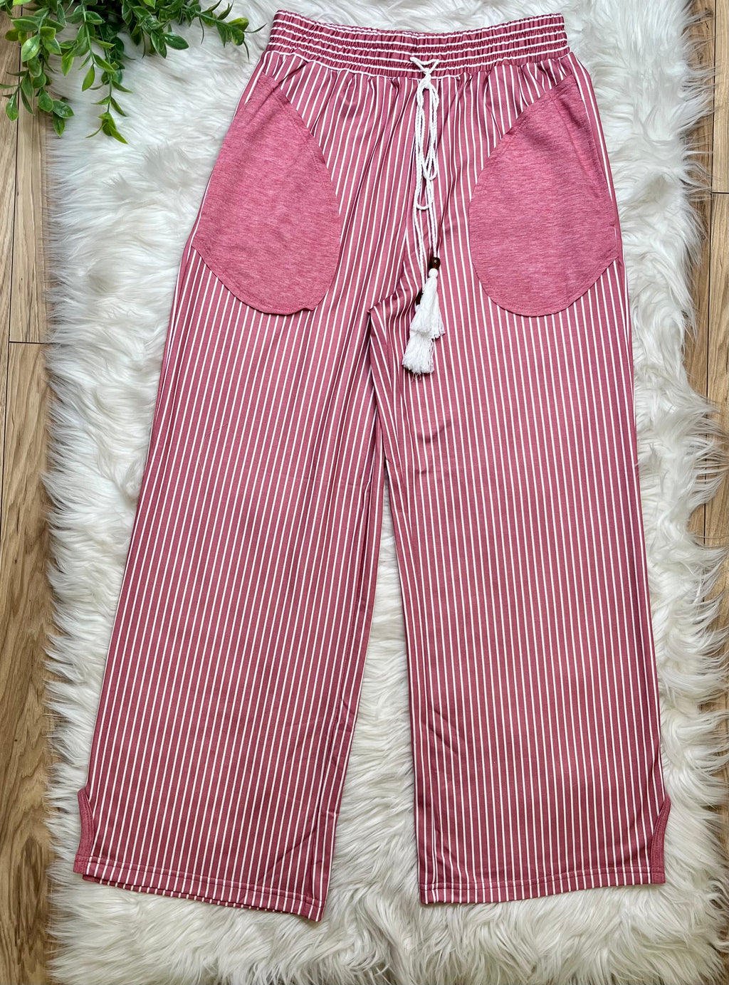 Women’s Evermmee Mauve Stripe Pant Set- True To Size