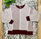 Women’s Very J Mocha and Cream Stripe Patch Top