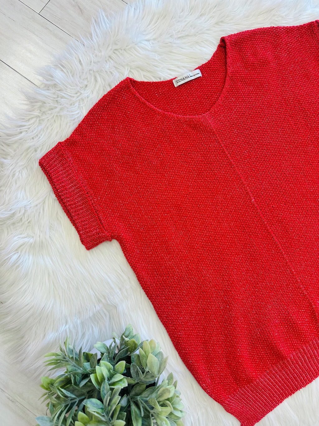 Women’s Zenana Red Cuff Sleeve Sweater Top