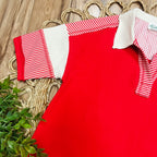 Women’s Very J Red Half Sleeve Collared Top