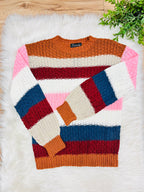 Women’s Knit Sweater Top Fall Striped- True to Size