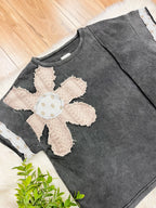 Women’s Umgee Ash Mineral Wash Flower Patch Top- Loose Fit