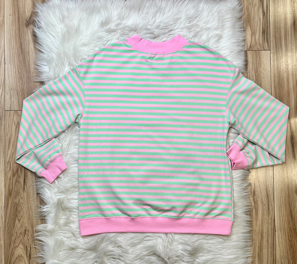 Women’s Evermmee Pink and Green Stripe Top- True to Size