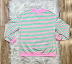 Women’s Evermmee Pink and Green Stripe Top- True to Size