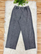 Women’s Evermmee Charcoal Grey Acid Wash Barrel Petite/Crop Pants-True to Size