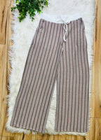 Women’s Zenana Mocha Striped Ribbed Pant Set