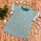 Women’s Evermmee Kelly Green Stripe Flutter Sleeve Top
