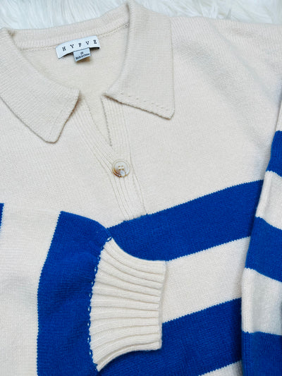 Womens Blue Striped Sweater