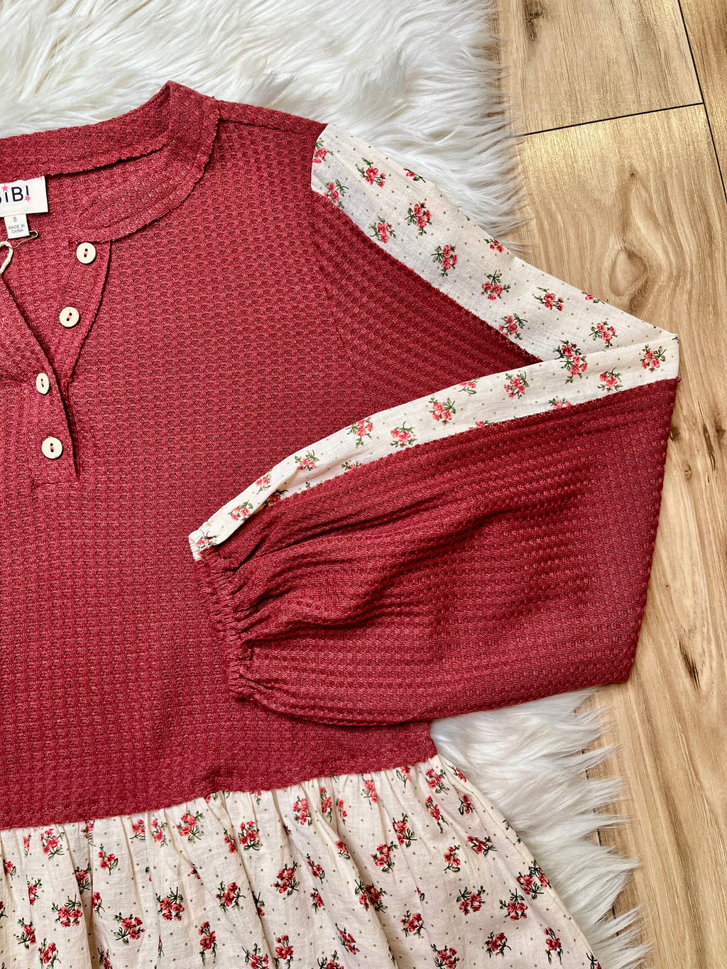 Women’s Bibi Marsala Floral Detail Top- True to Size