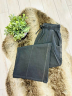 Women’s Charcoal Grey Wide Leg Crop/Petite Pants by Zenana- True to Size