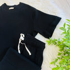 Women’s Black Ribbed Top and Drawstring Pant Set