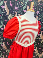 Women’s Jodifl Red Stripe Puff Sleeve Dress with Bow Ties