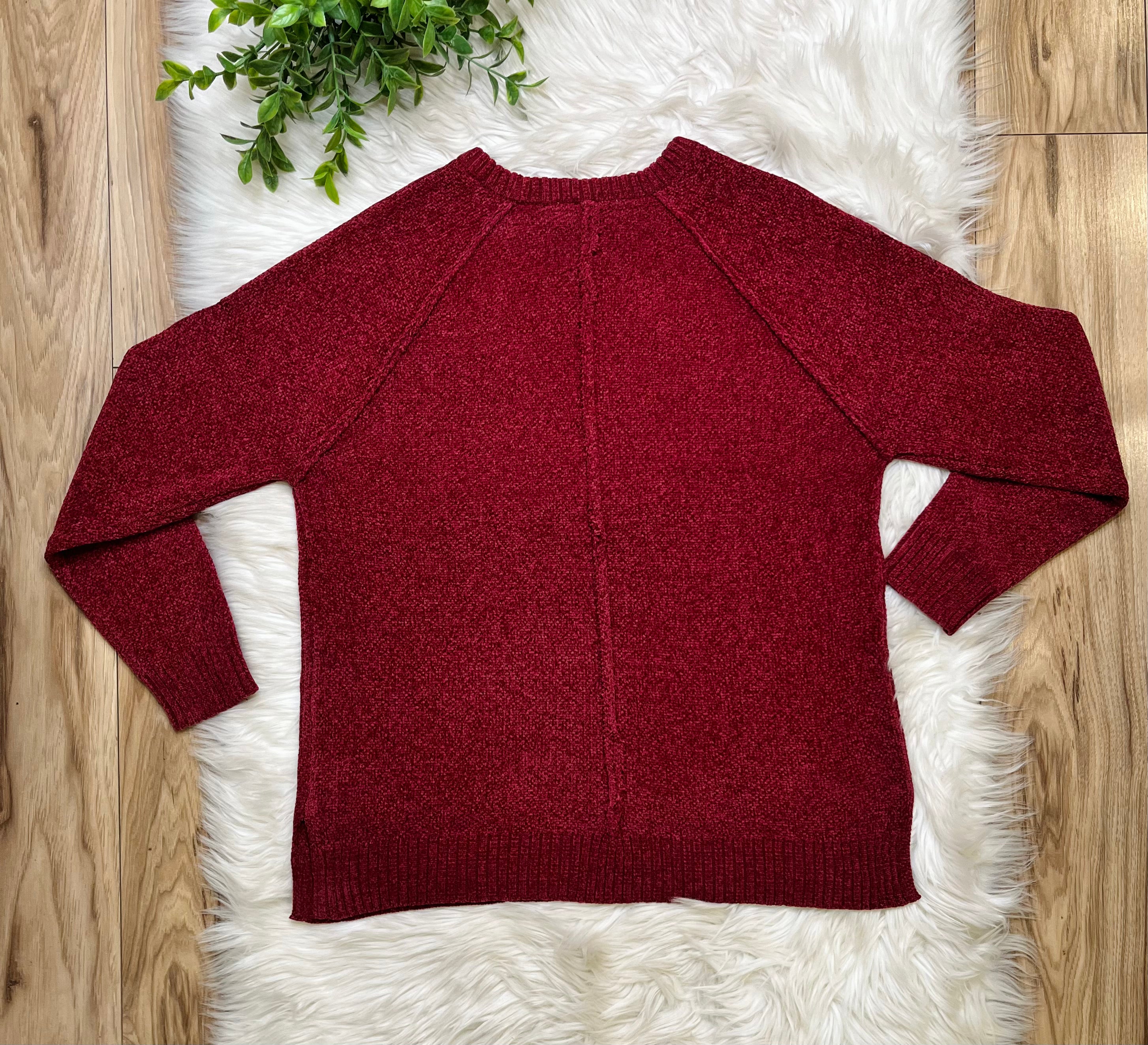 Women’s Zenana Burgundy Exposed Seam Sweater Top- True to size