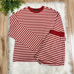 Women’s Burgundy Stripe Short Set