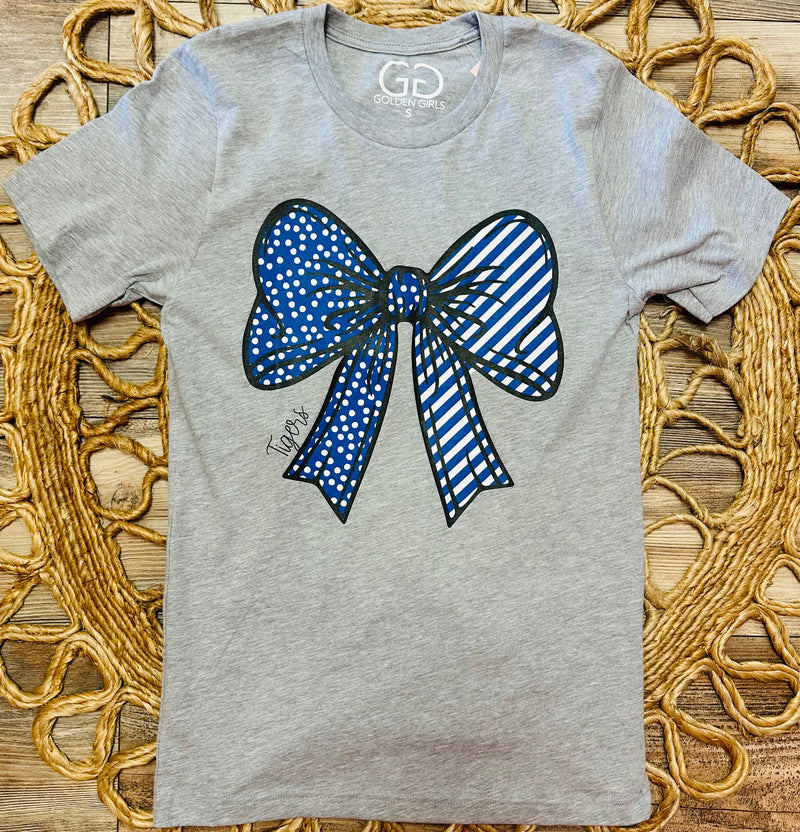 Women’s Polka Dot and Striped Tigers Bow Tee