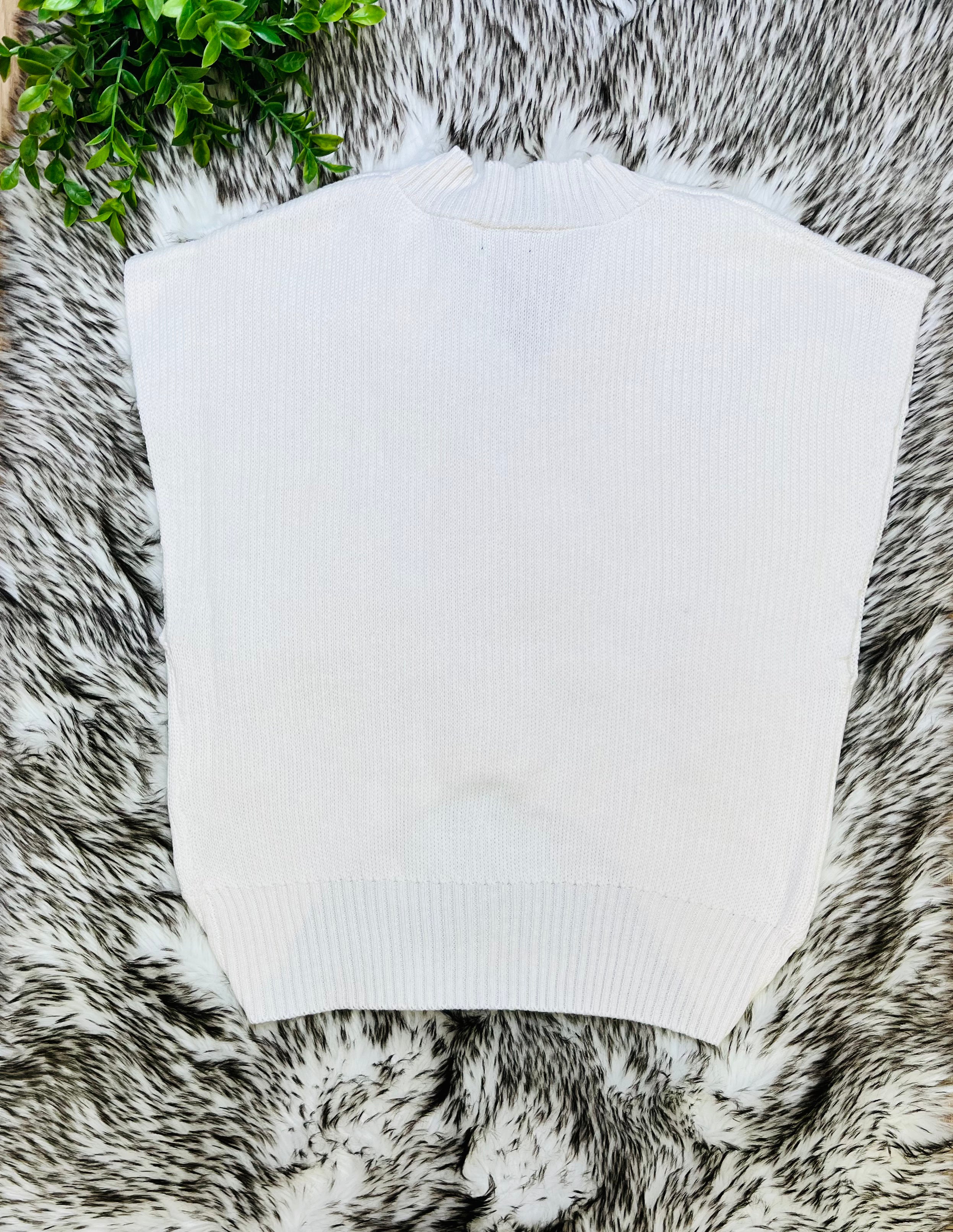 Women’s Love Tree Ivory Button Up Sweater Vest Top