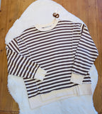 Women’s Zenana Mocha Stripe Pullover with side slits