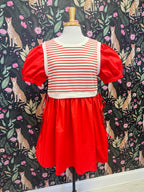 Women’s Jodifl Red Stripe Puff Sleeve Dress with Bow Ties