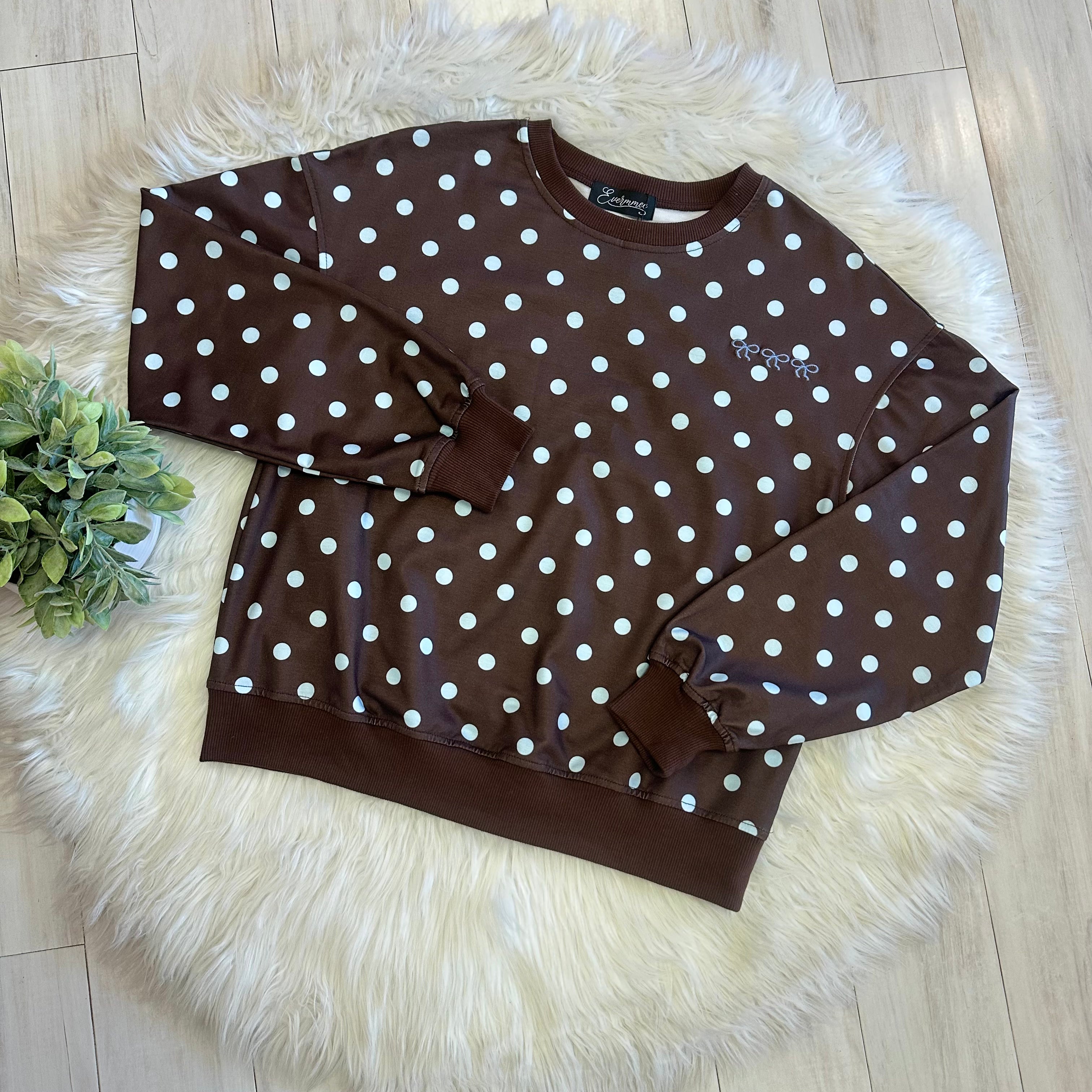 Women’s Evermmee Brown Skort Set with Polka Dots
