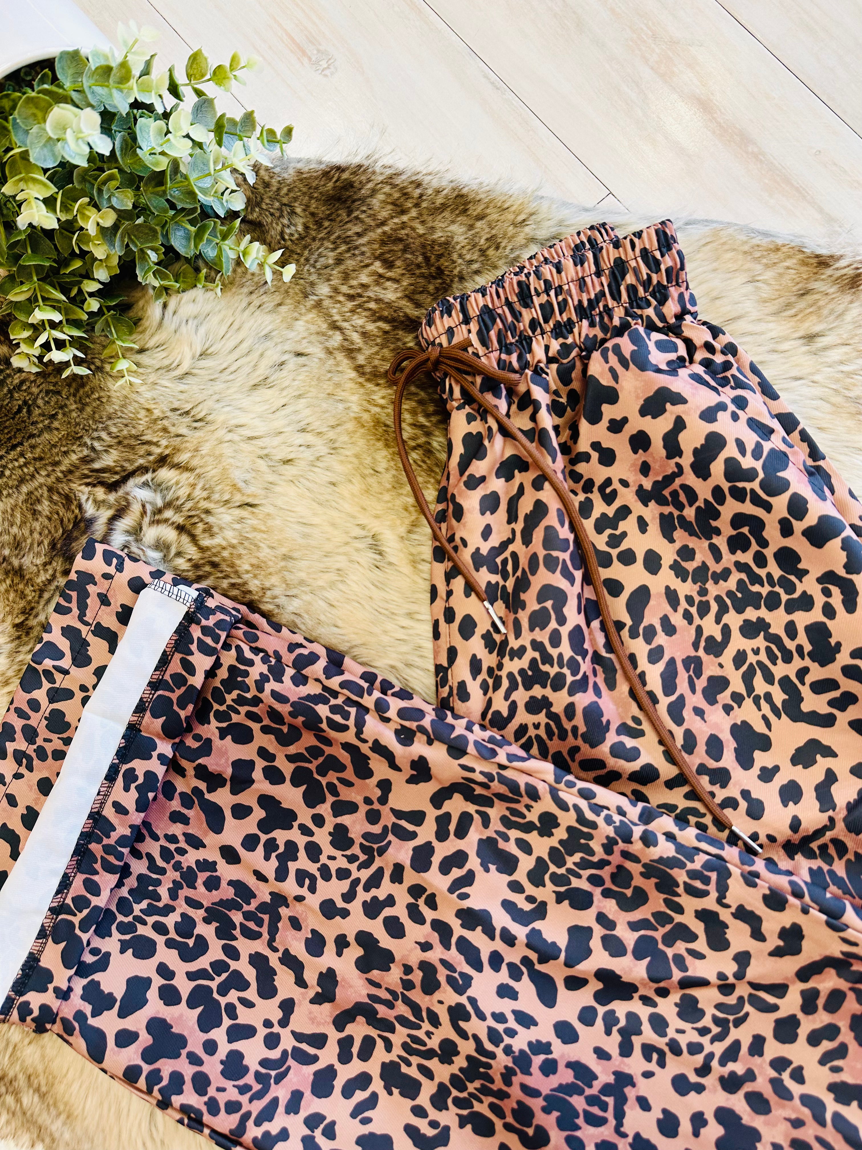 Women’s Regular and Curvy Leopard Print Pants with Pockets- True to Size