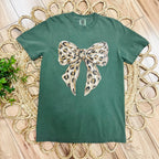 Special Order 3X- Women’s Green Leopard Print Bow Graphic Tee