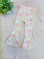 Girl’s Pink Bow Zip up Jacket and Flare Pant Set