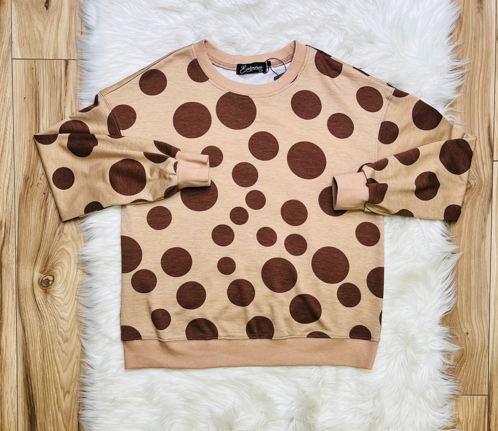 Women’s Evermmee Brown Polka Dot Set- Loose Fit