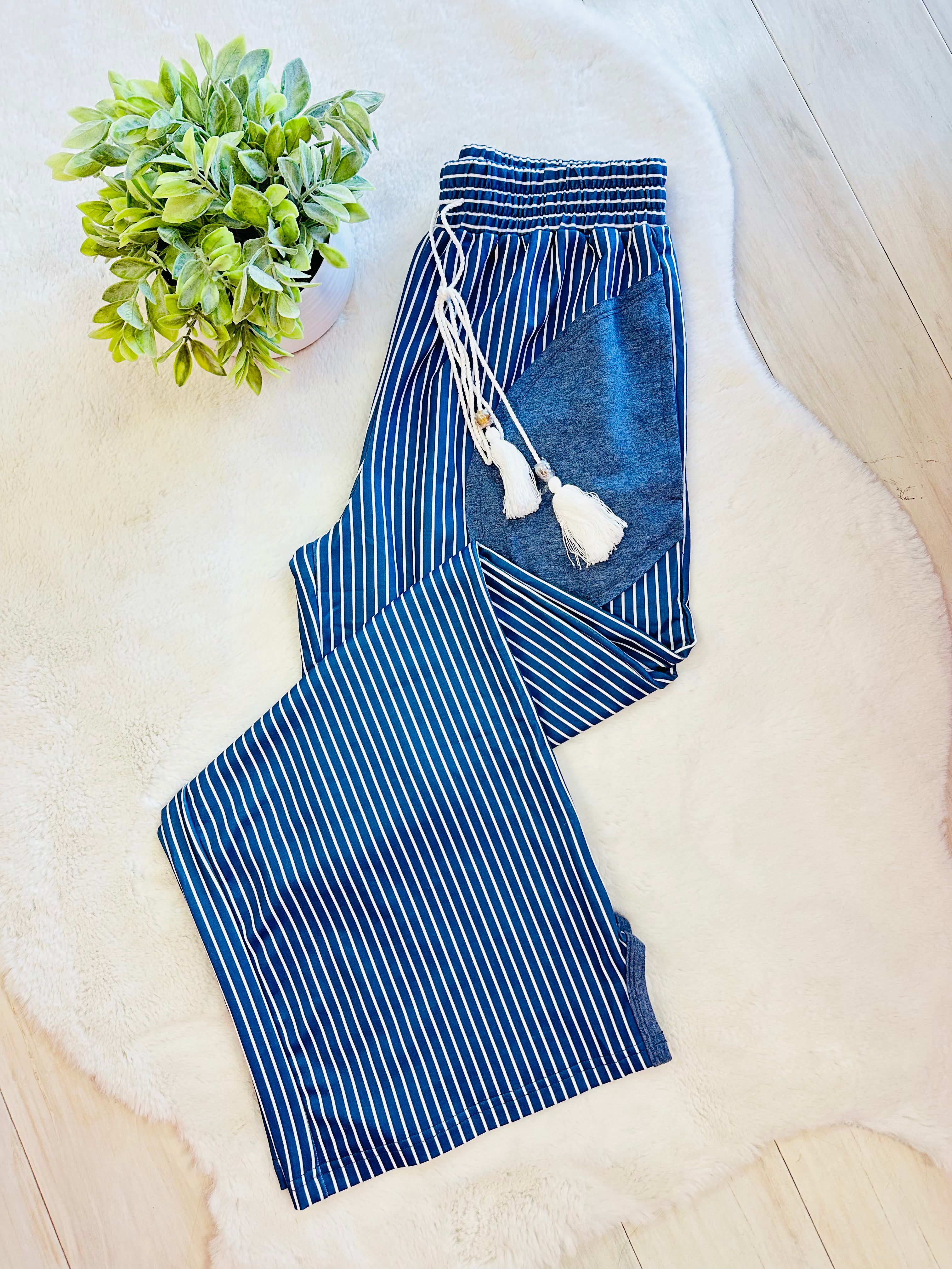 Women’s Evermmee Blue Stripe Pant Set- True to Size