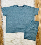 Women’s Zenana Teal Melange Pant Set