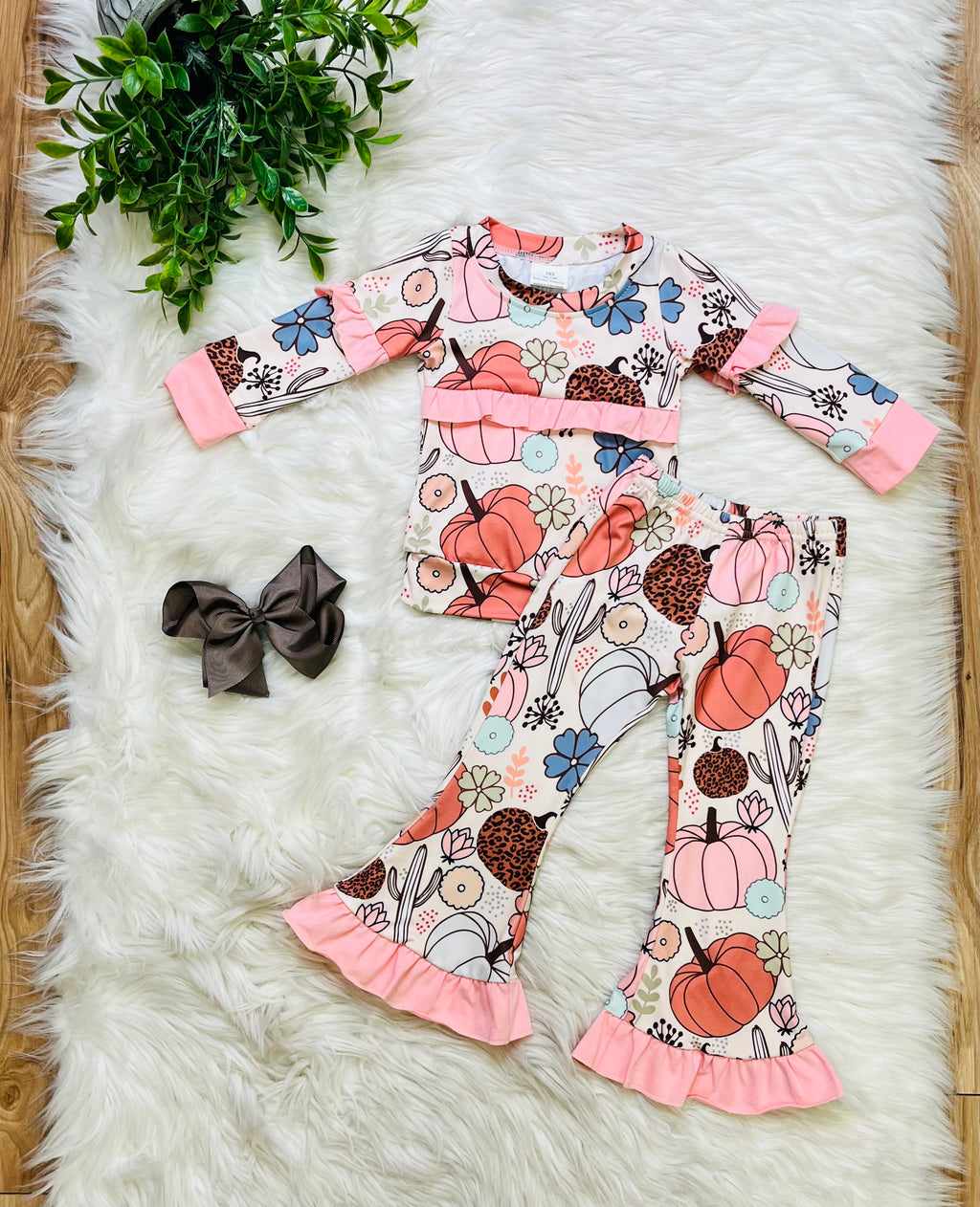 Girl’s Pumpkin Floral Outfit Set