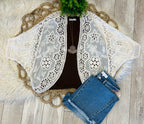 Women’s Crochet Lace Embroidered Kimono Cardigan - Oversized Fit