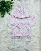 Girl’s Pink Rose Bow Hooded Outfit Set
