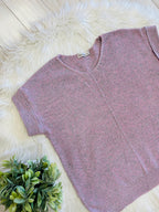Women’s Zenana Pink and Grey Cuff Sleeve Sweater Top