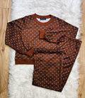 Women’s Evermmee Blue And Brown Polka Dot Set- True To Size