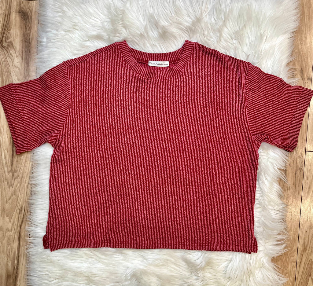 Women’s Burgundy Ribbed Top and Drawstring Pant Set