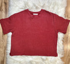 Women’s Burgundy Ribbed Top and Drawstring Pant Set