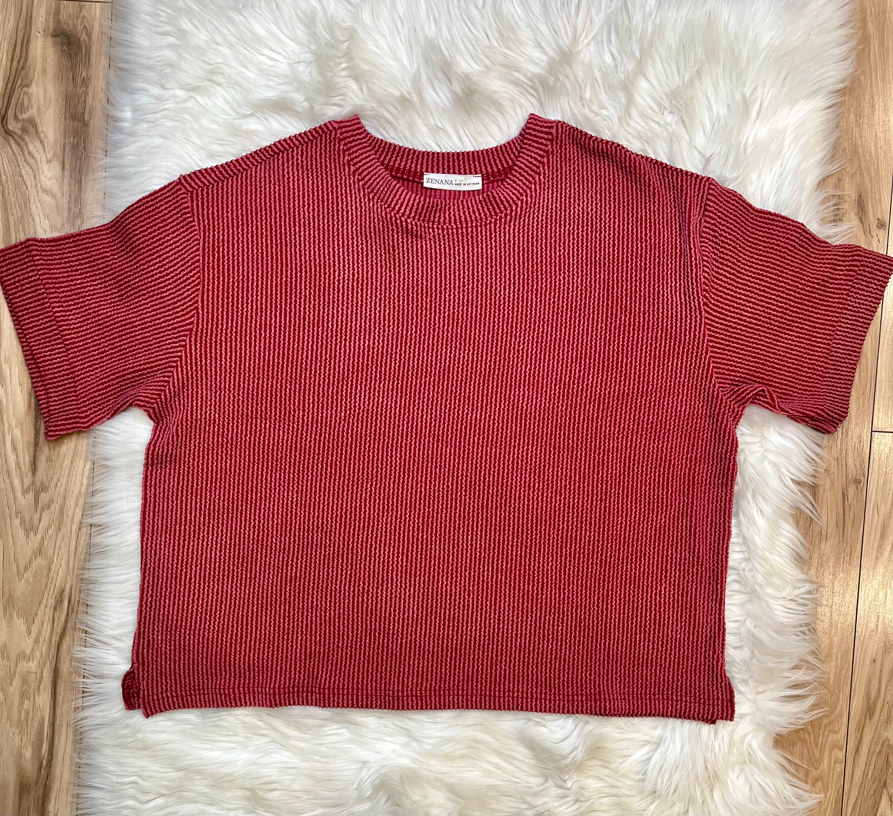 Women’s Burgundy Ribbed Top and Drawstring Pant Set