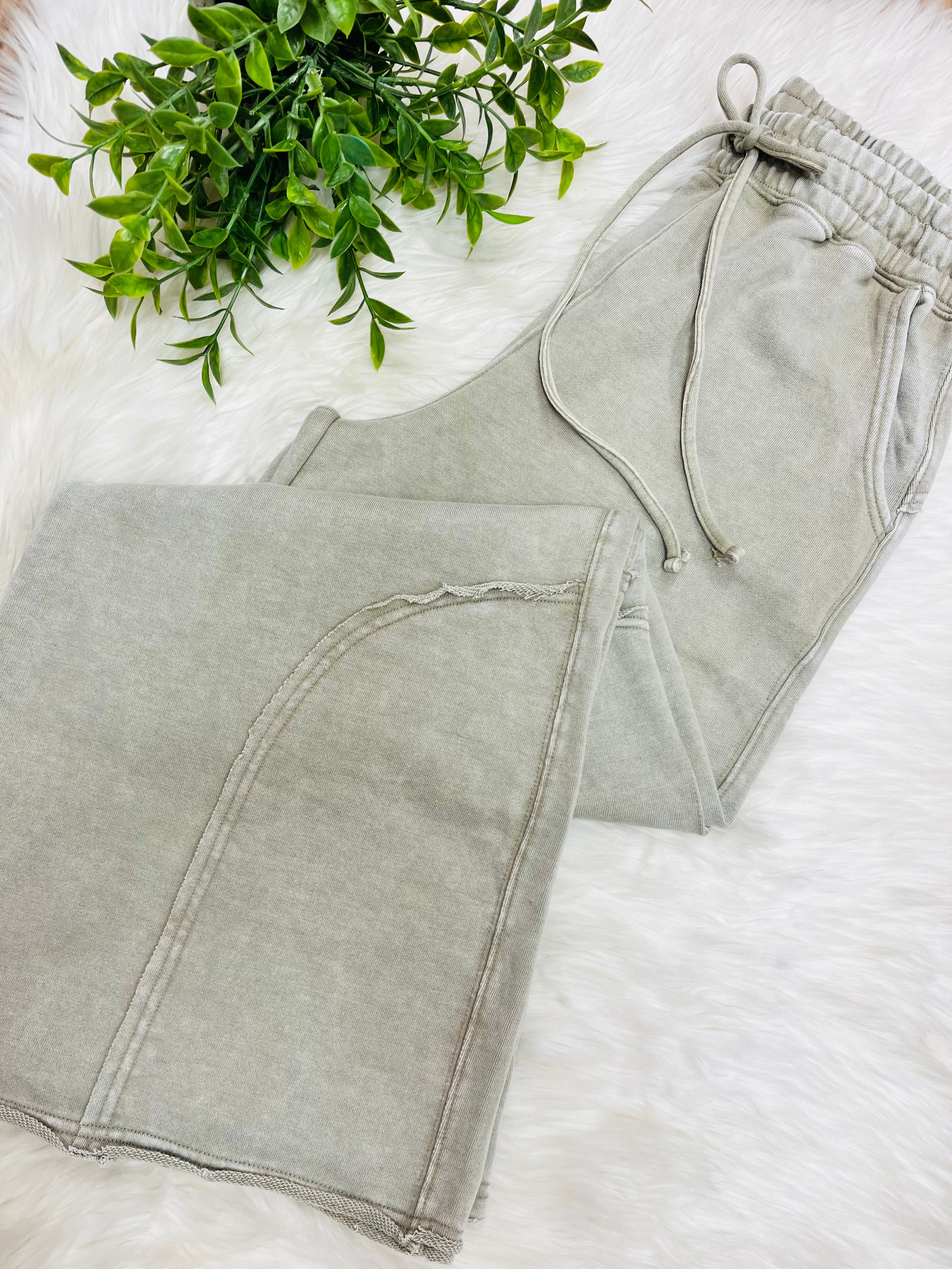 Women’s Zenana Ash Mocha Wide Leg Acid Wash Pants- Oversized