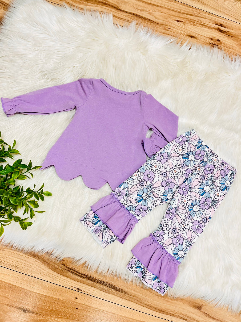 Girl’s Purple Floral Bow Outfit