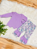 Girl’s Purple Floral Bow Outfit