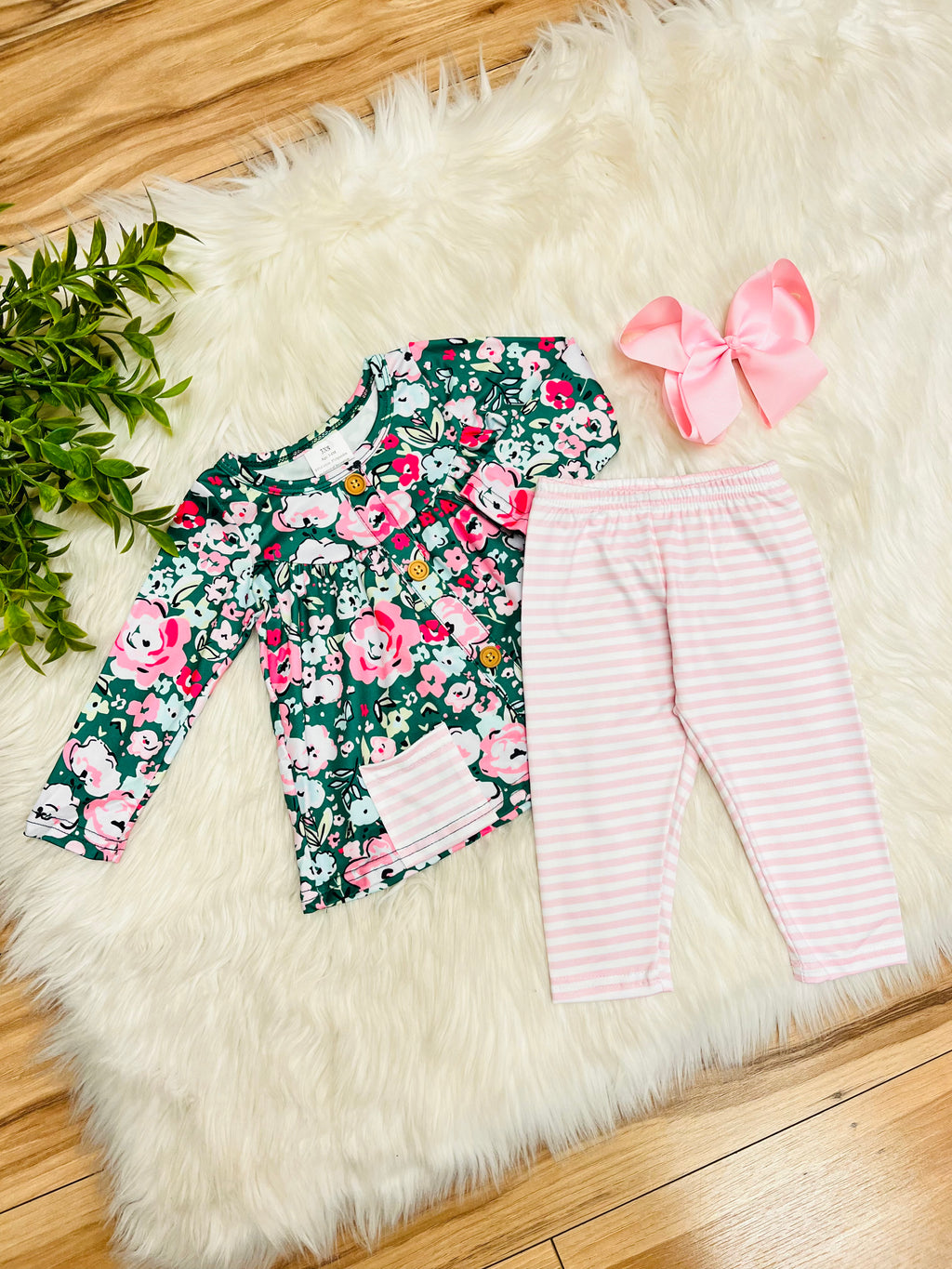 Girl’s Green & Pink Mixed Print Outfit