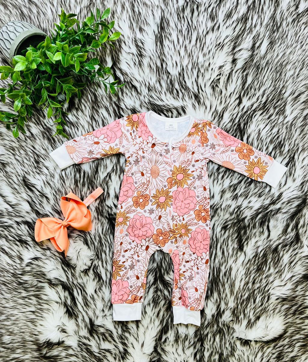 Girl’s Mauve Floral Zipper Sleeper