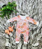 Girl’s Mauve Floral Zipper Sleeper
