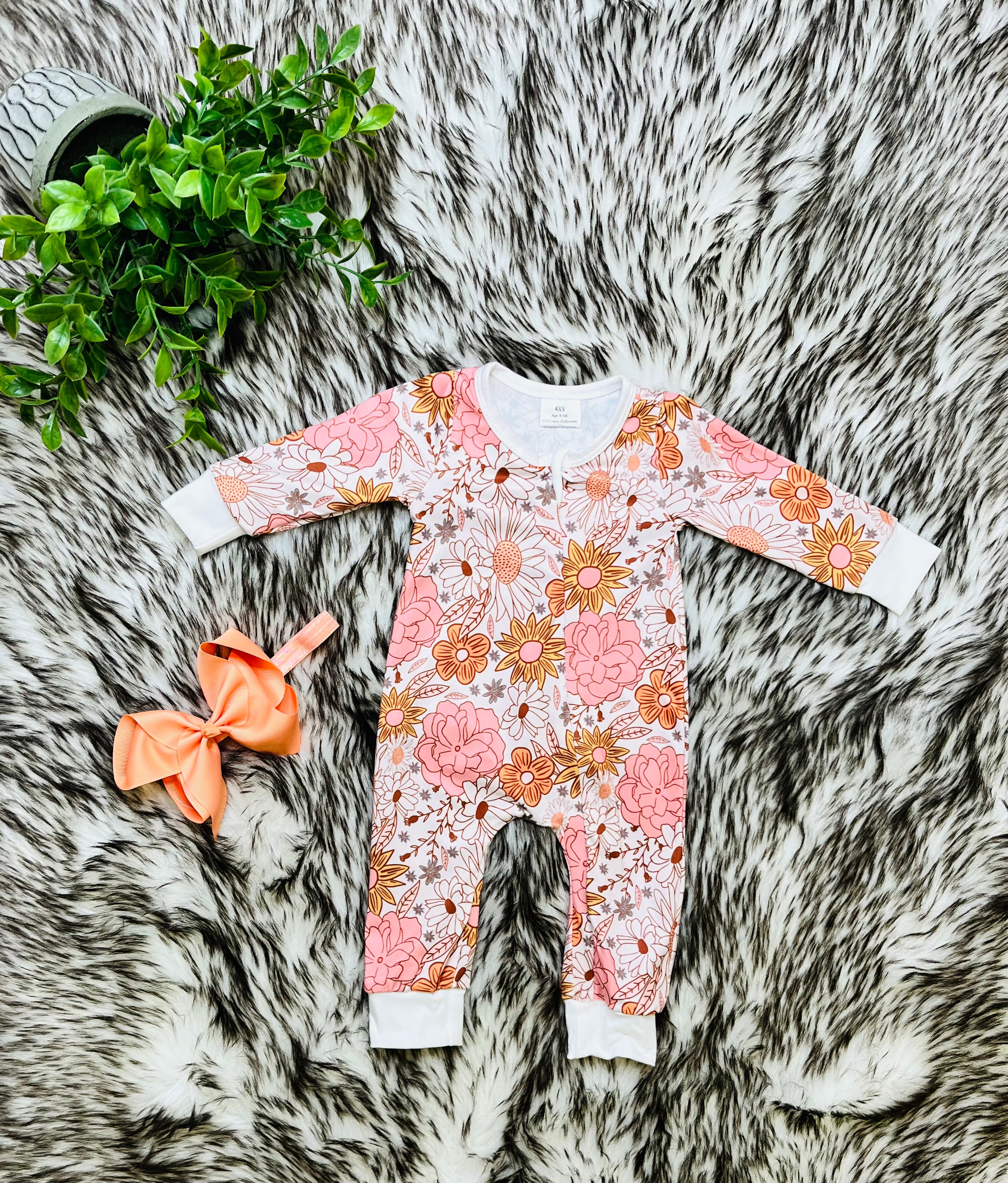 Girl’s Mauve Floral Zipper Sleeper