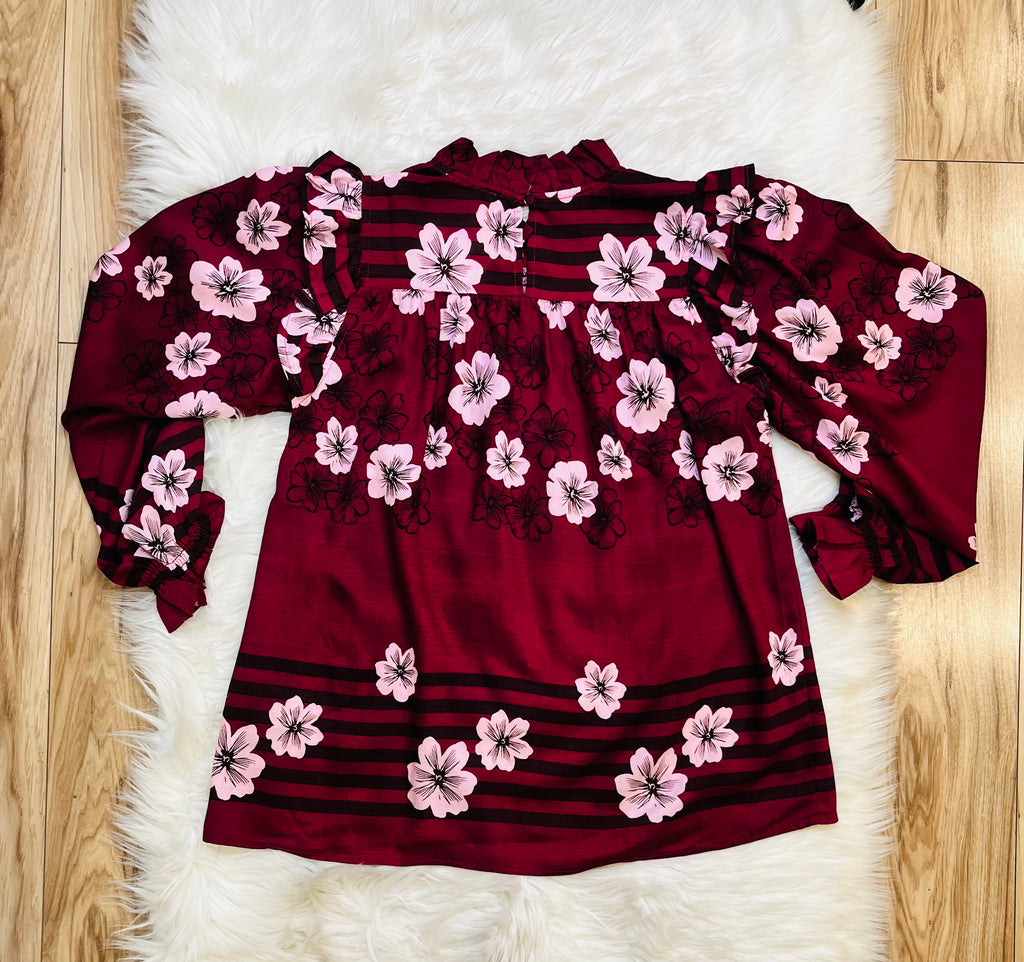 Women’s Umgee Floral Smocked Ruffle Top