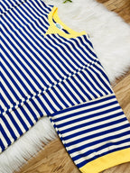 Women’s Very J Blue Stripe With Yellow Detail Top