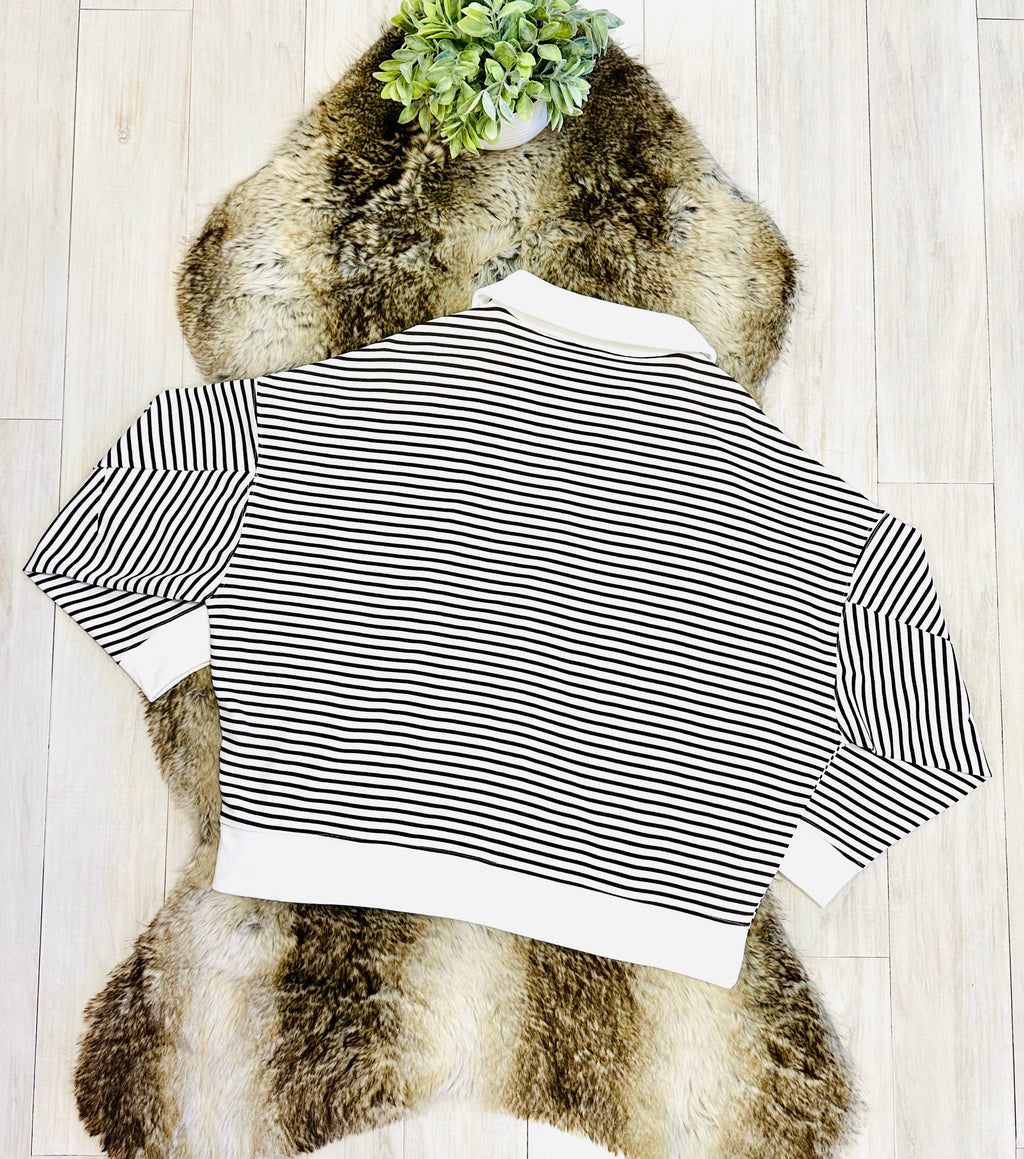Women’s Zenana Brown & White Long Sleeve Stripped Set