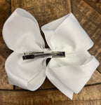 Hair Bow 6” Alligator Clip - White
